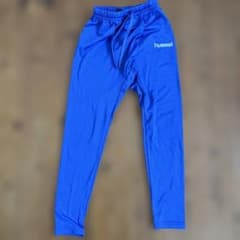 hummel インナータイツ 青　140 ジュニア　裏起毛のサムネイル