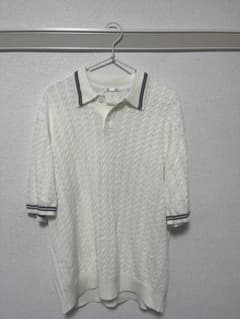 GU ケーブル編み ポロシャツ L ホワイトのサムネイル