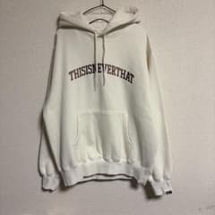 thisisneverthatロゴ刺繍 プルオーバーパーカー アイボリーメンズSのサムネイル
