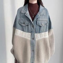 値下 新品 ABITOKYO アビトーキョー ニット異素材デニムジャケット Gジャン ABITOKYO ニット異素材 デニム ジャケット アウター - メルカリ