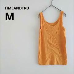 【大特価】 TIMEANDTRU タンクトップ レディース M オレンジ リブ