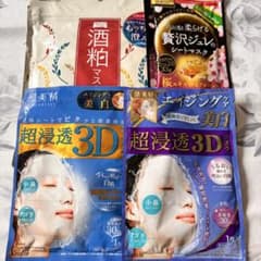 フェイスマスク 4種セット 酒粕 贅沢ジュレ 肌美精 3D お買得‼️のサムネイル