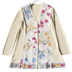 レオナール 42 カンカン入り 花柄 カーディガン ロング 大きいサイズ
