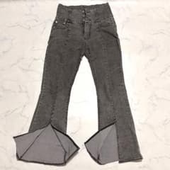 ハイウエスト フレアデニムパンツ ブラック