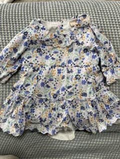 petit main 花柄ロンパース　ブルー　プティマインのサムネイル