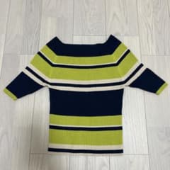 AZUL by moussy ストライプ 半袖ニット Sサイズのサムネイル