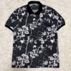 ★希少 3XL★ ETRO イタリア製 半袖 シャツ 花 蝶 ロゴボタン 総柄 ETRO エトロ ポロシャツ 総柄 花柄 ブラック ホワイト イタリア製 L