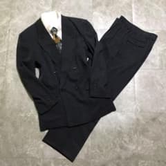 あいうーえお80-90s スーツ ダブル セットアップ ヴィンテージ 90s vintage ダブルスーツ セットアップ ネイビー ワイドパンツ 式典