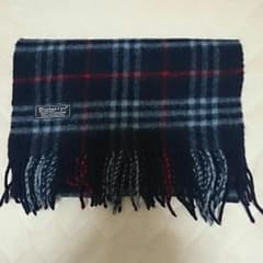 Burberrys カシミア マフラー 紺のサムネイル