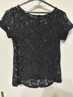 ZARA レースカットソー ブラック Mのサムネイル