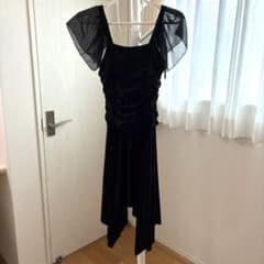 【美品】ダンス衣装 ミロンガ パーティ シアー袖 背中開き 黒のサムネイル