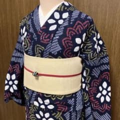 有松鳴海絞り 浴衣 日本製 粋 大人可愛い M〜L ゆったりサイズ 裄68