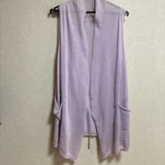 麻100% ノースリーブ ロングカーディガン ライトパープルのサムネイル