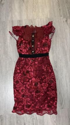DEA. by ROBE de FLEURS 刺繍レースドレス ワインレッド Sのサムネイル