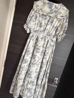 青木美沙子×しまむら◯しまみさ◯トワルドジュイ柄ワンピース◯ブルーLサイズのサムネイル