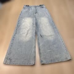 MASONPRINCE ペンキ加工 超ワイドレッグデニムパンツ ライトブルー Mのサムネイル