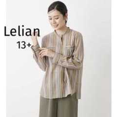 Lelian WHITE LABEL13+☆ストライプシアー バンドカラーシャツ - メルカリ
