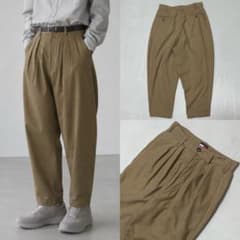 90s Tommy 3タック リネン テーパード ワイド スラックス キャメル