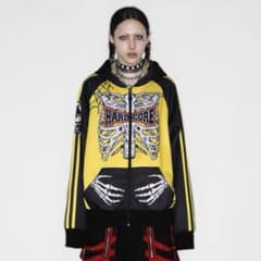 Y2K】DeadEndKids スカルグローブ騙し絵ポケットオーバーフーディ 