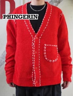 PHINGERIN フィンガリン　PG1カーディガン　Vネック　赤　M 京本大我 PHINGERIN フィンガリン PG1カーディガン Vネック 赤 M 京本大我