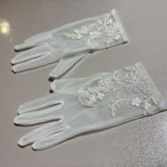 結婚式　手袋（グローブ）　ウェディング　刺繍　ホワイトのサムネイル
