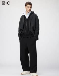 UNIQLO : C スウェット　ワイドパンツ ブラック　Mサイズ
