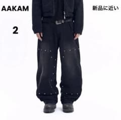 AAKAM スティーブダブルニーデニムパンツ　ブラック　2サイズ