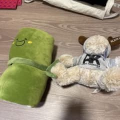 緑色の笑顔キャラクター毛布のサムネイル