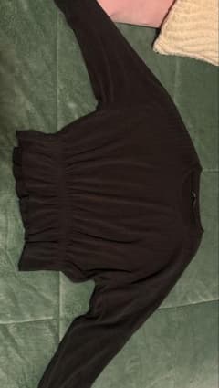 ZARA 長袖 リブトップス ブラックMのサムネイル