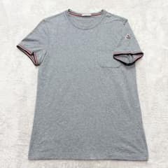 極美品】モンクレール Tシャツ ロゴワッペン トリコロール グレー XS