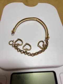 18金 18K 金色のハート型チャーム付きブレスレットのサムネイル
