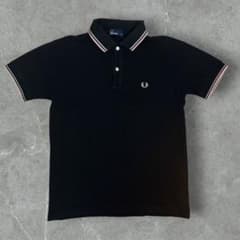 Fred Perry 半袖ポロシャツ ブラック ピンク 水色 リブライン 日本製