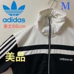 希少！adidas アディダス トラックジャケット 黒 白タグ 三本線 adidas 太3本ライントラックジャケット 黒×白 size:O-古着屋マッシュ