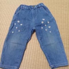 花柄刺繍 デニムパンツ 長ズボンのサムネイル