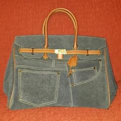 めぇ様専用　デニム張バギーバッグ　鍵つき新品のサムネイル