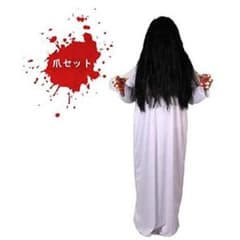 コスプレ 貞子 衣装 カツラ 爪 セット ハロウィン おばけ衣装　幽霊のサムネイル
