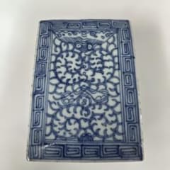 中国美術 青花 麒麟文 蓋盒 香合 漢詩入 古染付 古玩 唐物 古美術 骨董