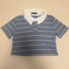 SHEIN 青と白のストライプ ポロシャツ