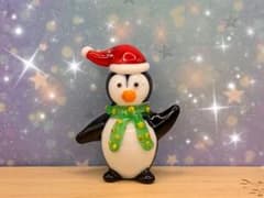 可愛い*°♡ペンギン　サンタ☆ガラス細工•*¨*•.¸¸♬︎ガラスクリスマス♱⋰
