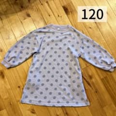 ワンピース 120cm ラベンダー 水玉 ドット 長袖 キッズ 女の子