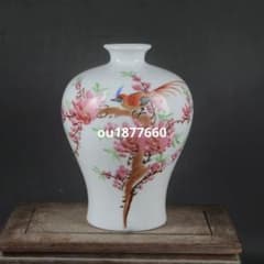 Jingdezhen Pastel Magpie Climbing Plum Blossom Vase, Plum Blossom Vase, Porcelain, Decorative Item, Modern Craft, Fine Art Ornament