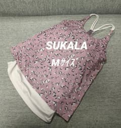 ⑦SUKALA LAVA ヨガウェア 花柄フレアタンクトップ M スモークピンク