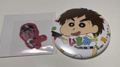 Crayon Shin-chan collaboration can badge & glitter sticker featuring Kenta Imamura