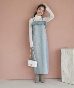 ラブティックボンボン 新品 パール付きデニムキャミワンピース36