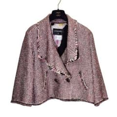 CHANEL ツイードジャケット ピンク ココマーク フリンジ - メルカリ