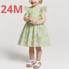Jacadi ジャカディ 花柄ワンピース 24M 88cm フリル袖 コットン - メルカリ