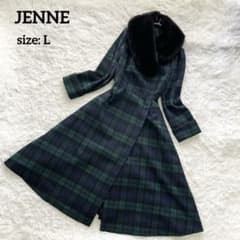 美品✨人気のLサイズ✨JENNE ブラックウォッチフレアロングコート