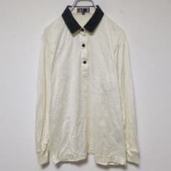 【最高級/美品】DAKS ダックス 襟チェック柄 長袖ポロシャツ M アイボリー