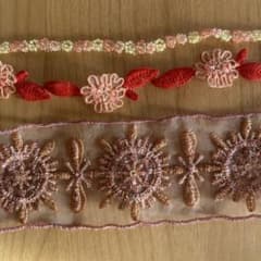 刺繍リボンセット ビーズ　オレンジ、ブラウン系のサムネイル