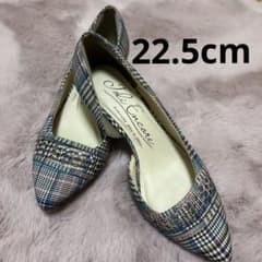 Joli Encore チェック柄 パンプス 22.5cm 美品 ローヒールのサムネイル